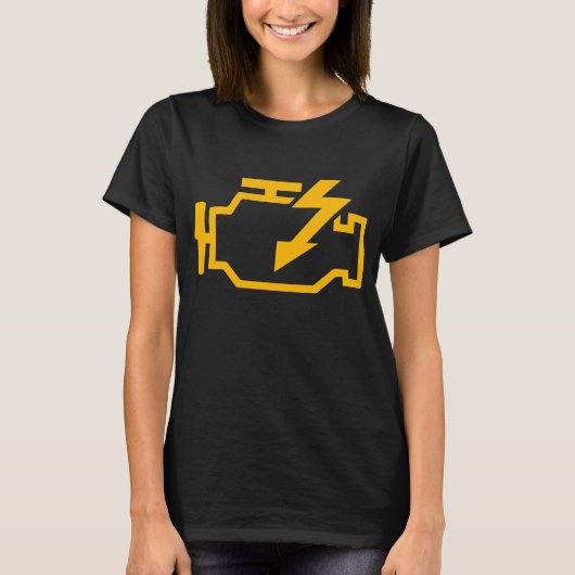 エンジンチェックランプおもしろ整備士 メカニック マカニック マチャニック Tシャツ (正面)