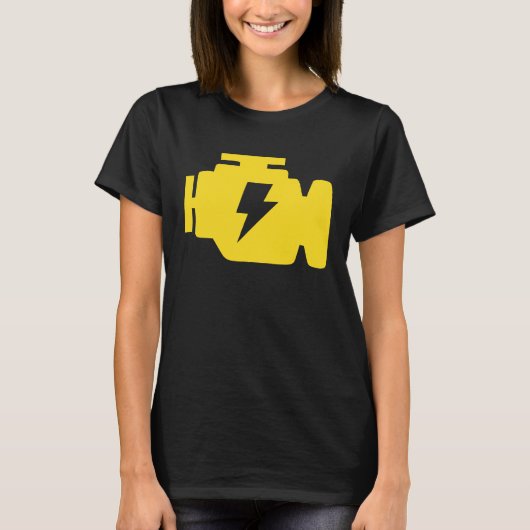 エンジンチェックランプシンボル 車の整備士 Tシャツ (正面)