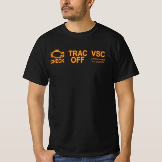 エンジンチェック Tracオフ VSC スキオンXB警告灯 Tシャツ (正面)