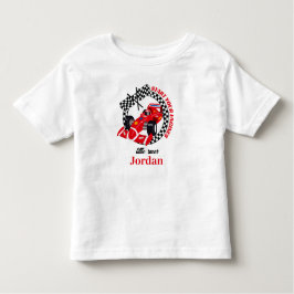 エンジン全開！ レッド レース カー 誕生日おめでとう（年齢不問） トドラーTシャツ