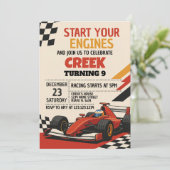 エンジン始動!レースカー誕生日招待状 招待状 (スタンド正面)