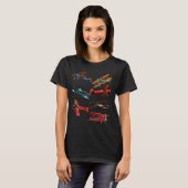 エンジン独身のプロペラ飛行機 Tシャツ (正面フル)