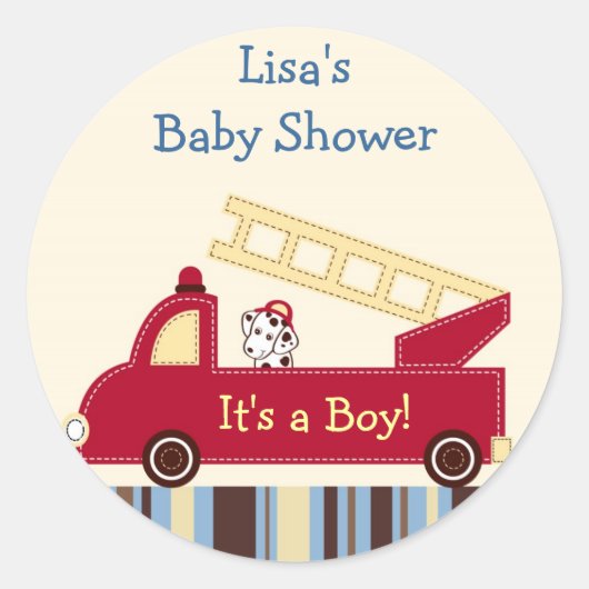 エンジン27消防車パピー封筒用シールシール ラウンドシール (正面)