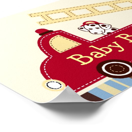 エンジン27消防車パピー赤ちゃんシャワーバナーサイン ポスター (角)