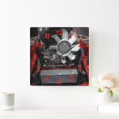 エンジン スクエア壁時計 (ホーム)