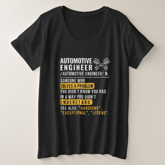 エンジ車のニア定おもしろい義ジョブTシャツ プラスサイズTシャツ (デザイン正面)