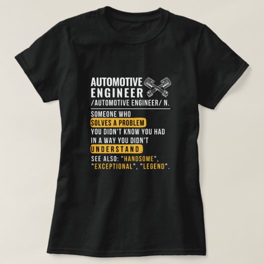 エンジ車のニア定おもしろい義ジョブTシャツ Tシャツ (デザイン正面)