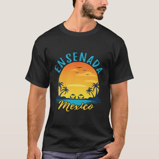エンセナダメキシコパームツリーズオレンジ Tシャツ (正面)