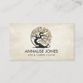 エンソゼンサークル桜ツリー – 金ゴールドさくらんぼブロッサム 名刺 (正面)