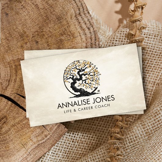 エンソゼンサークル桜ツリー – 金ゴールドさくらんぼブロッサム 名刺