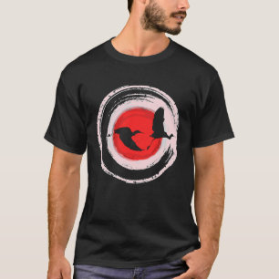 エンソ日本のサークルク飛んでいるレーン浮世絵木版 Tシャツ