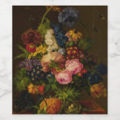 エンタブラチュア上の花とパイナップル ワインラベル (シングルラベル)
