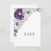 エンタリー選択のパープルシルバーフローラ 出欠カード (正面/裏面)