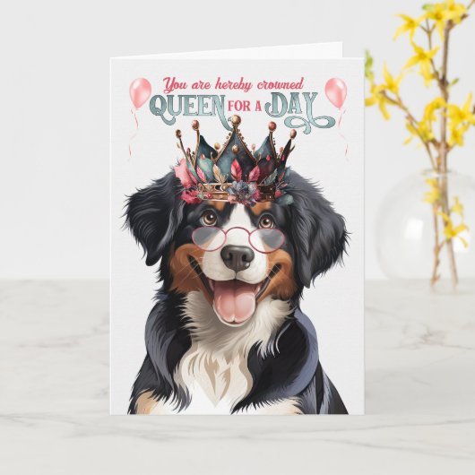 エンタルブチャーマウンテンドッグクイーンおもしろい誕生日 カード (黄色い花)