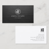 エンターテイントトップハットアイコン濃いブラシ仕上げメタル 名刺 (正面/裏面)