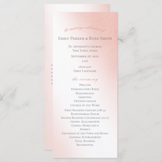 エンチャクテッドピンクフェアリーテーブル結婚式 プログラム (正面/裏面)