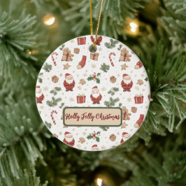 エンチャンテッドウォーターカラーホリージェリークリスマスオーナメント セラミックオーナメント
