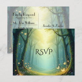 エンチャンテッドサンリットサマーの森の結婚式RSVP インビテーションポストカード