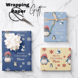 エンチャンテッド・ウィンター・テイルズ ペンギンとウサギのクリスマス ラッピングペーパーシート
