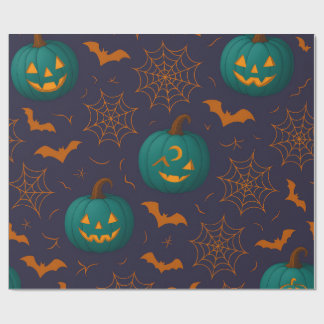エンチャンテッド シャドウズ - ティール&トワイライト ハロウィン ラッピングペーパー