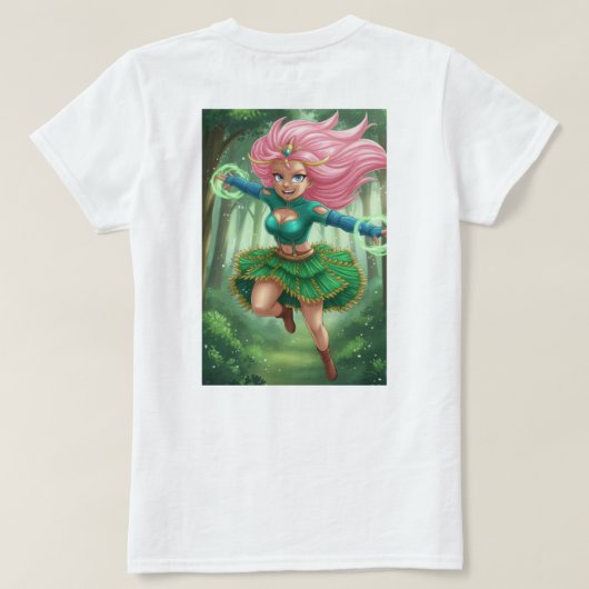 エンチャンテッド・フォレスト・スプリント - アニメ・ファンタジー・キャラクター Tシャツ (デザイン裏面)
