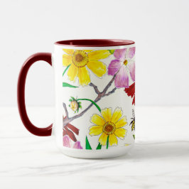 エンチャンテッド・メドウの野の花の水彩コーヒーマグ マグカップ