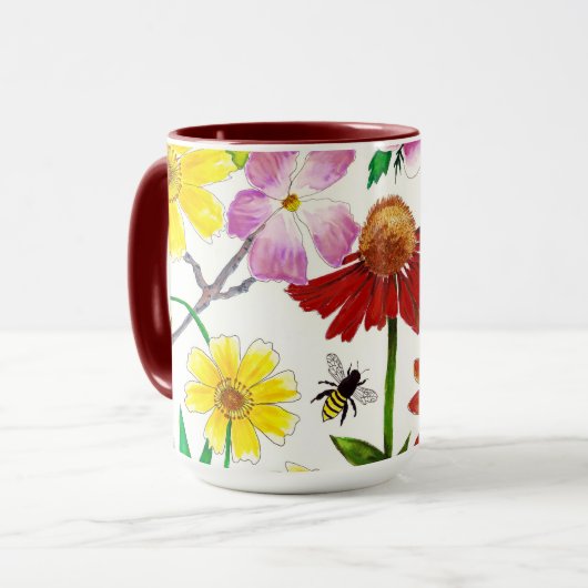 エンチャンテッド・メドウの野の花の水彩コーヒーマグ マグカップ (正面左)