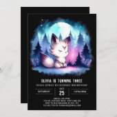 エンチャントおもしろいウルフ誕生日 招待状 (正面/裏面)