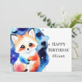 エンチャントお洒落キツネ誕生日 カード (スタンド正面)