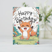 エンチャントお洒落キツネ誕生日 カード (スタンド正面)