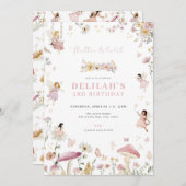 エンチャントお洒落ドフェアリー誕生日招待状 招待状 (正面/裏面)