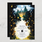 エンチャントお洒落メントウッドランド誕生日 招待状 (正面/裏面)