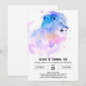 エンチャントお洒落ライオン誕生日 招待状 (正面/裏面)