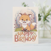 エンチャントかわいらしキツネ誕生日 カード (スタンド正面)