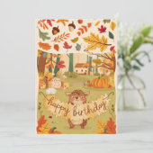 エンチャントかわいらしドウォームオータム秋ハッピーバースデー カード (スタンド正面)