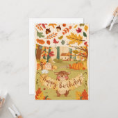 エンチャントかわいらしドウォームオータム秋ハッピーバースデー カード (正面/裏面インサイチュ)