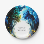 エンチャントきらめくメントウッドランド誕生日 ペーパープレート (正面)