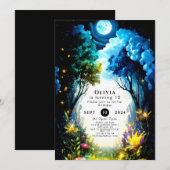 エンチャントきらめくメントウッドランド誕生日 招待状 (正面/裏面)