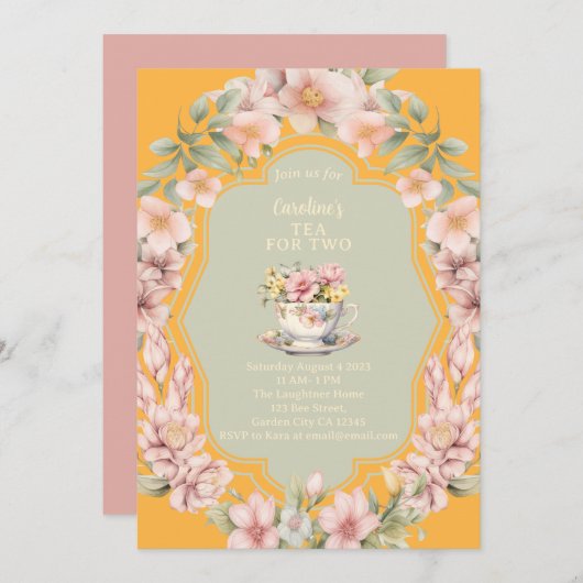 エンチャントされたガーデンティーのための2誕生日 招待状 (正面/裏面)