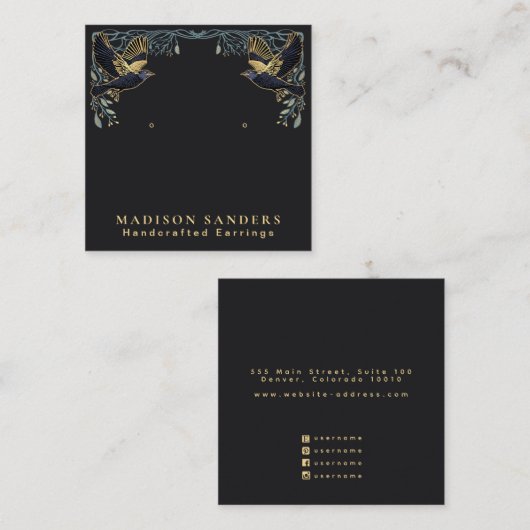 エンチャントされたラヴェンスウィッチースタッドイヤリングディスプレイ スクエア名刺 (正面/裏面)