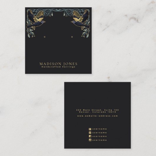 エンチャントされたラヴェンスウィッチースタッドイヤリングディスプレイ スクエア名刺 (正面/裏面)