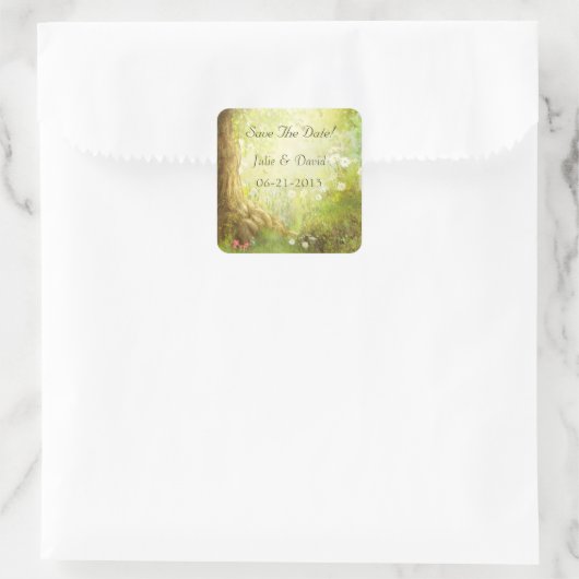 エンチャントされた森のシーン日付を保存 スクエアシール (バッグ)