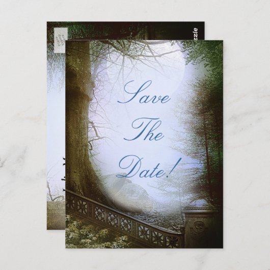 エンチャントされた森のシーン日付を保存 ポストカード (正面/裏面)