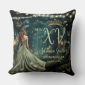 エンチャントされた森のセージ緑のキンセアニラの写真 クッション (正面)