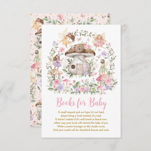 エンチャントされた森の妖精の本のためのベビーガール エンクロージャーカード (正面/裏面)