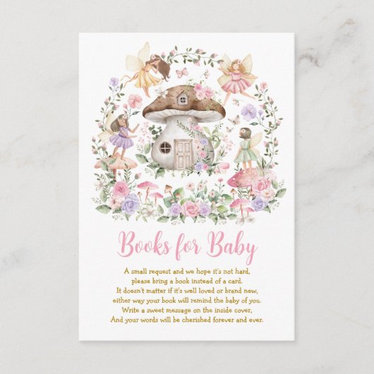 エンチャントされた森の妖精の本のためのベビーガール エンクロージャーカード (正面)