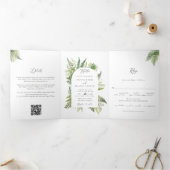 エンチャントされた森の山のシダすべて結婚の 三つ折り招待状 (内部)