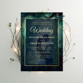 エンチャントぶら下がったドフォレストのつる植物金ゴールド結婚写真 箔招待状