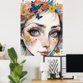 エンチャントアイズインダイストバタフライ&開花 ポスター (ホームオフィス)