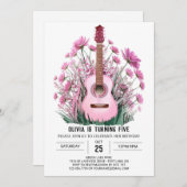 エンチャントアコースティックバラドギター誕生日 招待状 (正面/裏面)